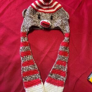Kids sock monkey beanie